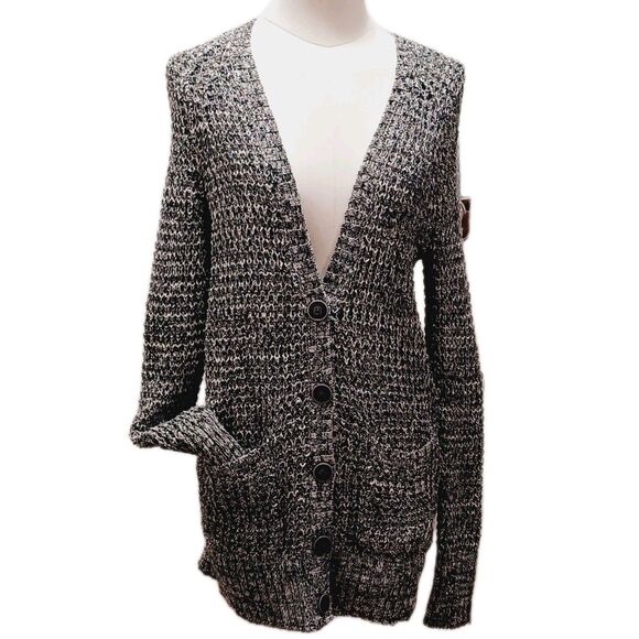 American Eagle Outfitters B&W Womens Cardigan Sweater  Button Front sz M - Picture 1 of 12